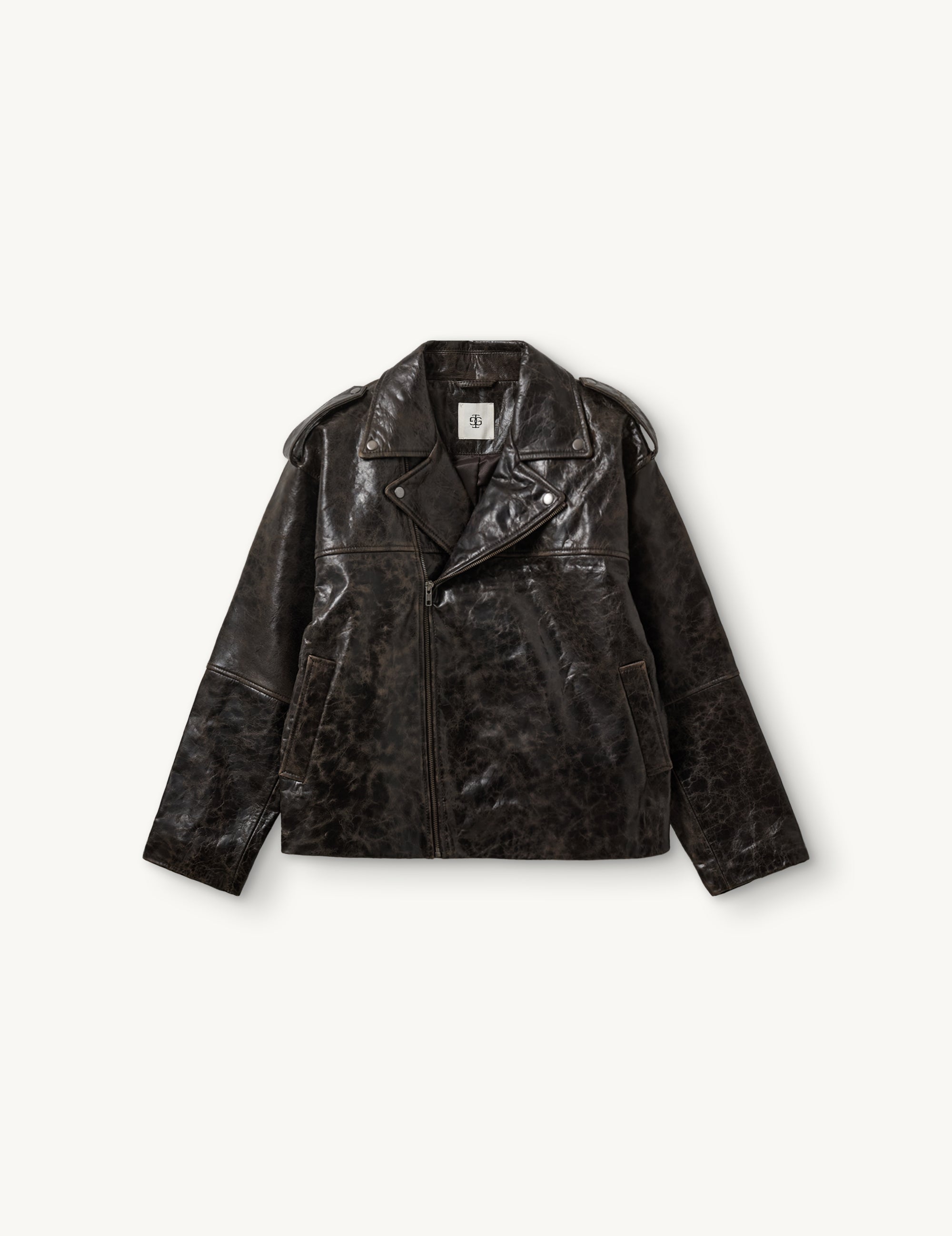Margo Biker Jacket Brown Crunch Effect