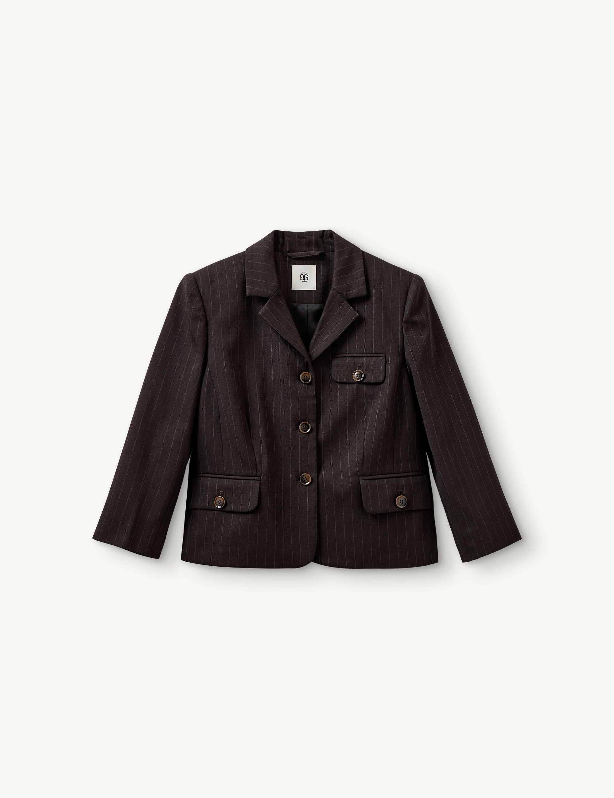 Andora Short Jacket Dark Brown Pinstripes
